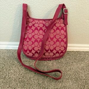 Coach Signature Jacquard Pink Crossbody Bag Small Flap Y2K Purse